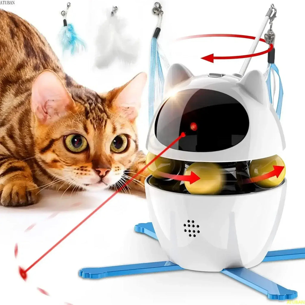 Interactive Cat Toys,3-in-1 Funny Exercise Electric Rotating Cat Toys for Indoor Cats Laser Toy Automatic Cat Ball