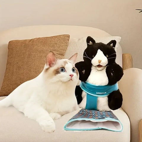 Interactive Cat Wrestling Puppet Toy with Poseable Limbs Plush Stuffed Animal for Indoor Play,Durable & Safe cat toys