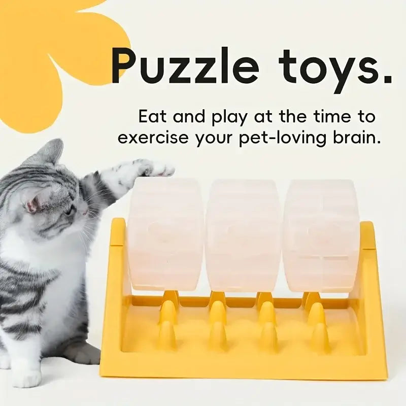 Interactive Dog Food Dispenser Toy Automatic Reward Puzzle Feeder Promotes Mental Durable PP Plastic Triangular Design