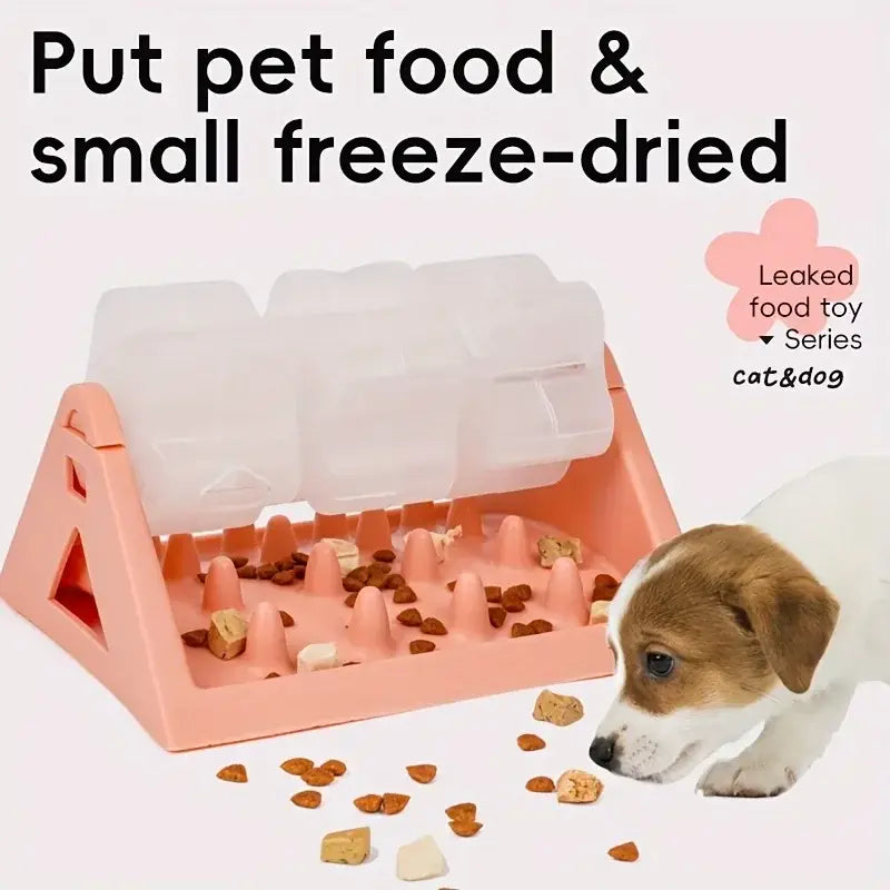 Interactive Dog Food Dispenser Toy Automatic Reward Puzzle Feeder Promotes Mental Durable PP Plastic Triangular Design
