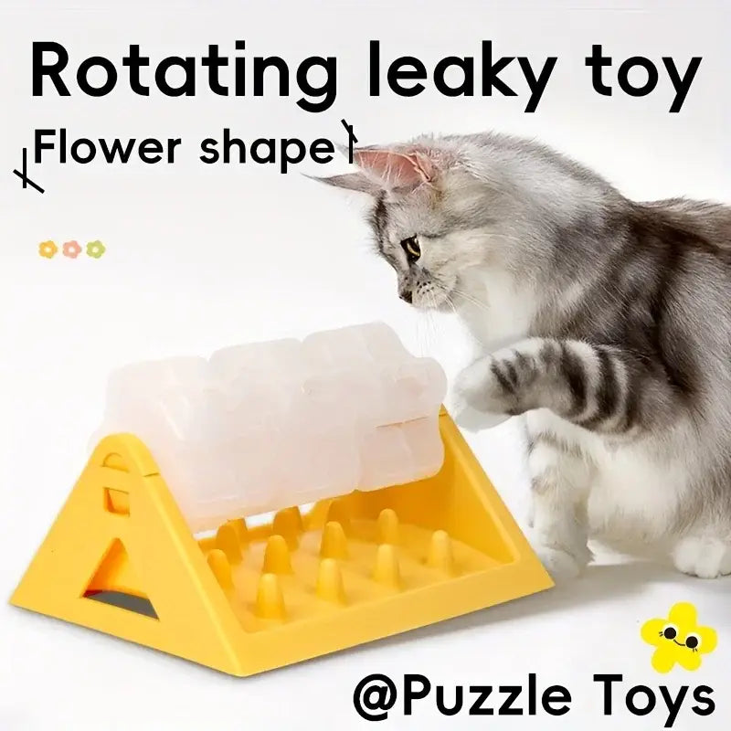 Interactive Dog Food Dispenser Toy Automatic Reward Puzzle Feeder Promotes Mental Durable PP Plastic Triangular Design