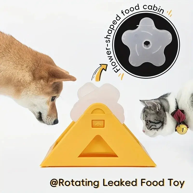 Interactive Dog Food Dispenser Toy Automatic Reward Puzzle Feeder Promotes Mental Durable PP Plastic Triangular Design
