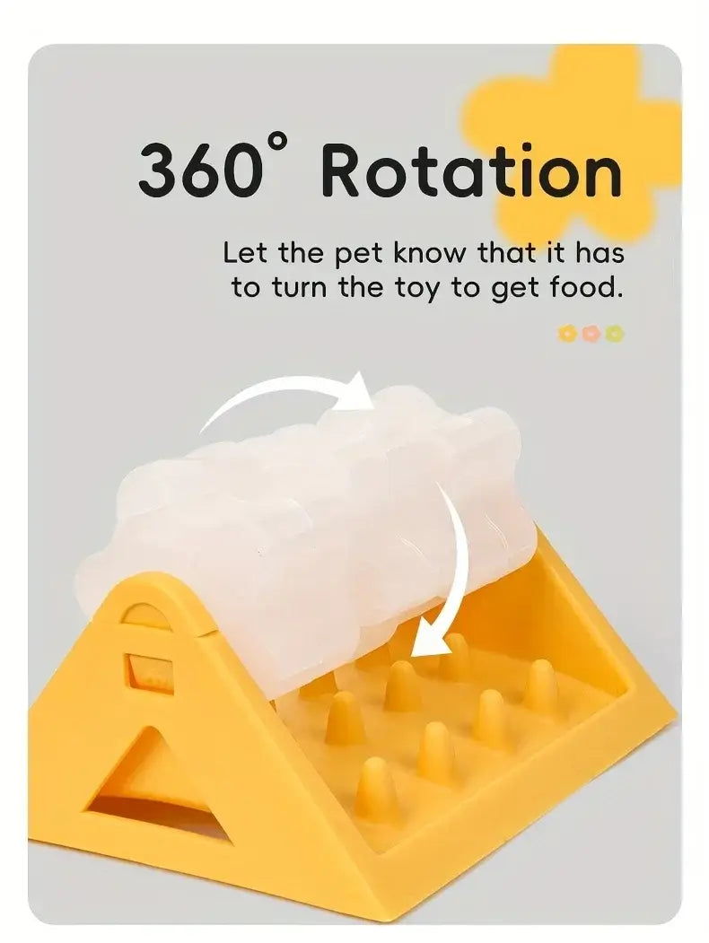 Interactive Dog Food Dispenser Toy Automatic Reward Puzzle Feeder Promotes Mental Durable PP Plastic Triangular Design