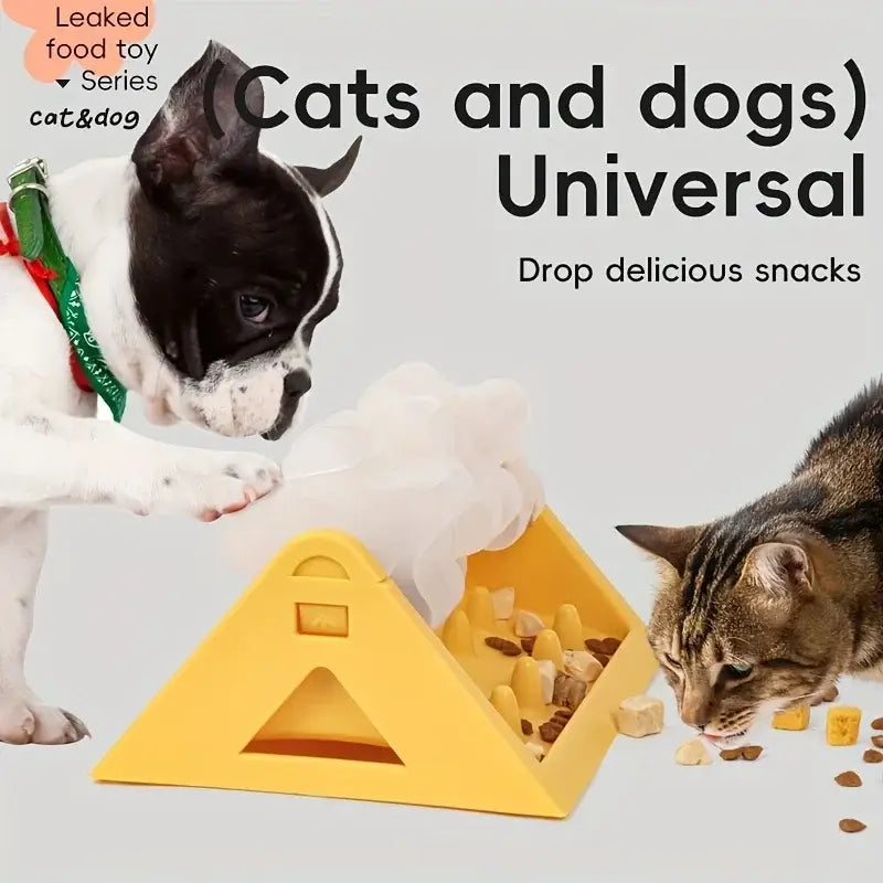 Interactive Dog Food Dispenser Toy Automatic Reward Puzzle Feeder Promotes Mental Durable PP Plastic Triangular Design
