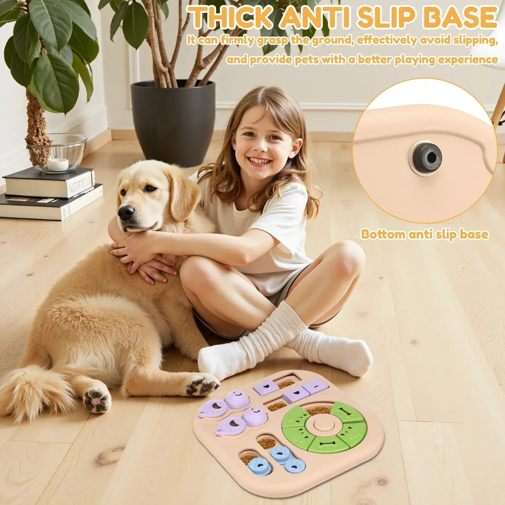 Interactive Dog Puzzle Toys Plastic Treat Dispensing Slow Feeder with Non Slip Base Dog Mental Stimulation Toys Pet