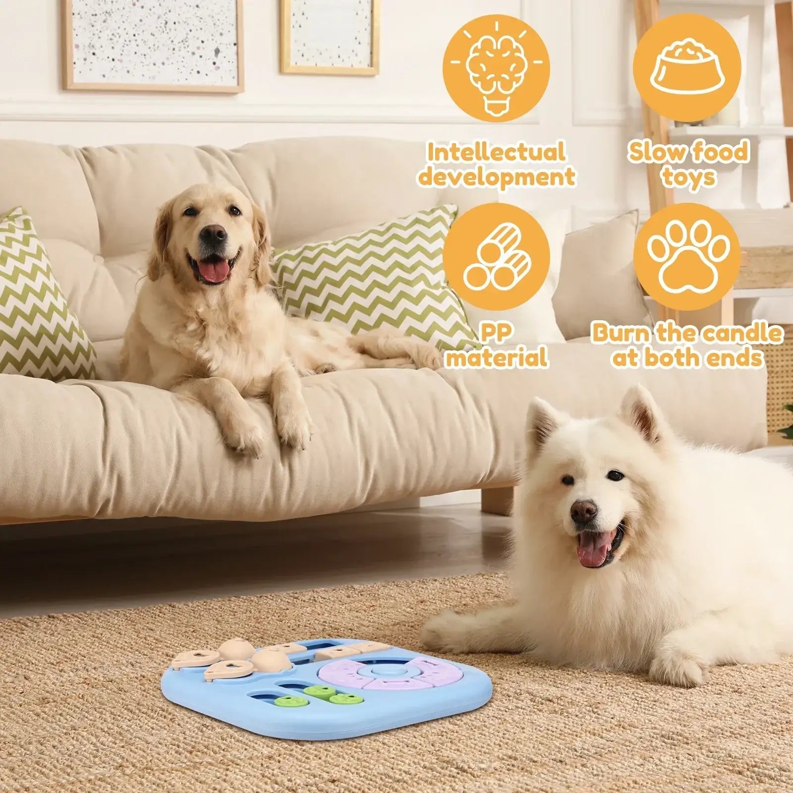 Interactive Dog Puzzle Toys Plastic Treat Dispensing Slow Feeder with Non Slip Base Dog Mental Stimulation Toys Pet