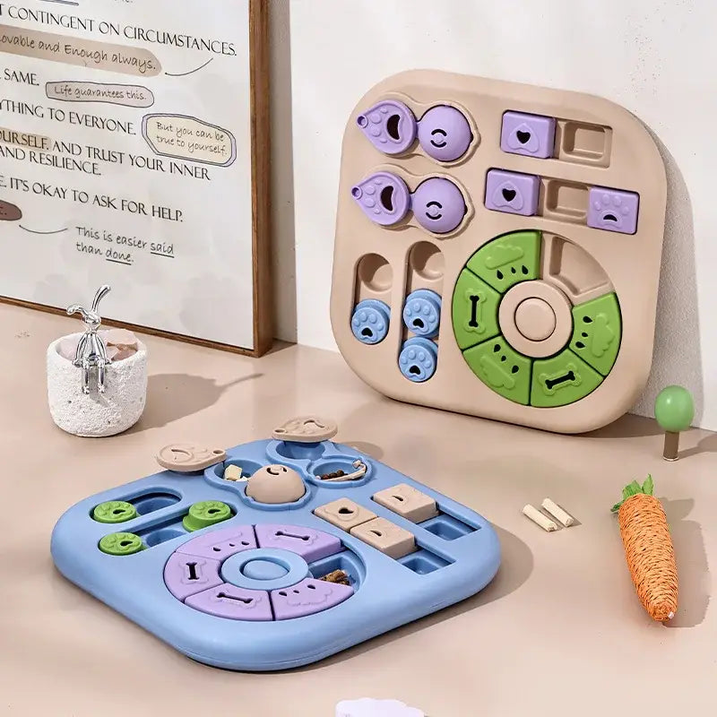 Interactive Dog Puzzle Toys Plastic Treat Dispensing Slow Feeder with Non Slip Base Dog Mental Stimulation Toys Pet