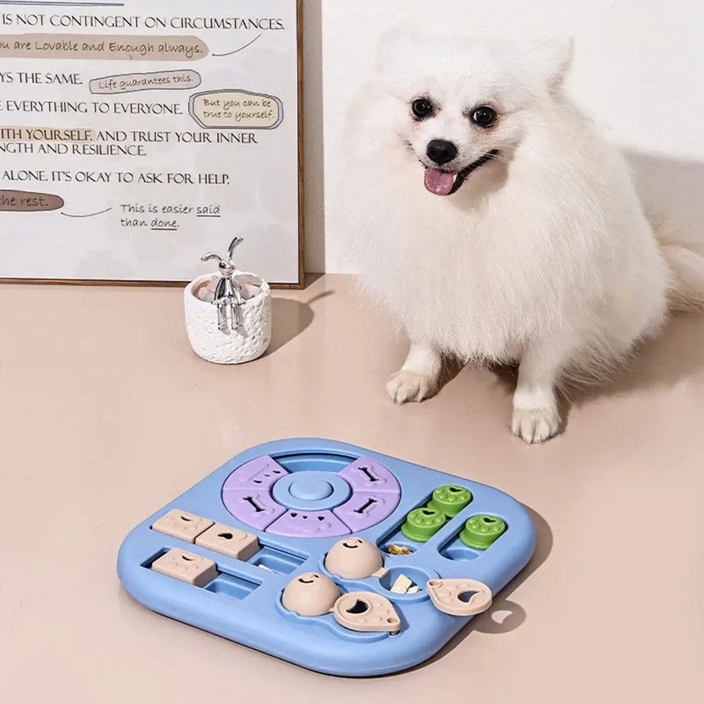 Interactive Dog Puzzle Toys Plastic Treat Dispensing Slow Feeder with Non Slip Base Dog Mental Stimulation Toys Pet