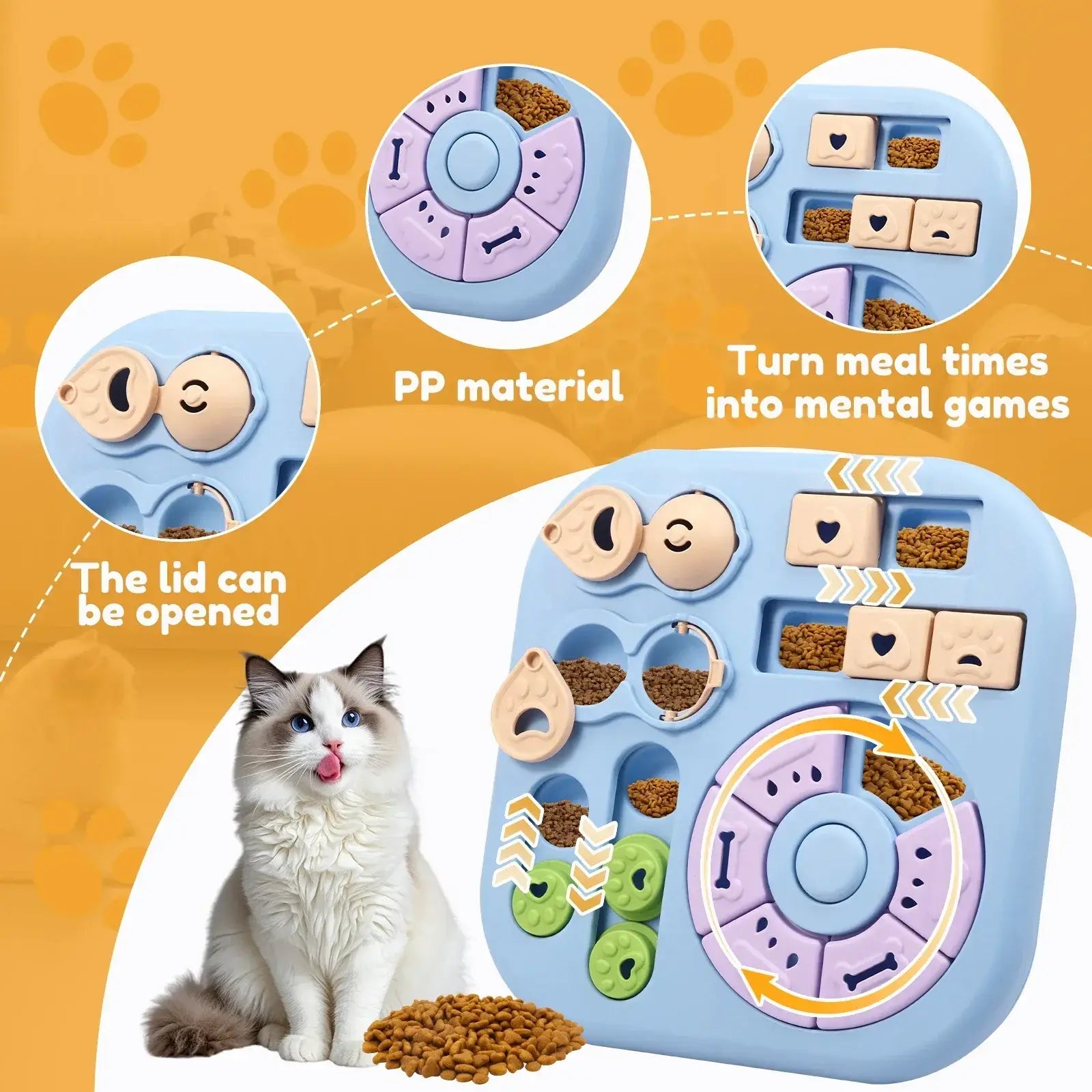 Interactive Dog Puzzle Toys Plastic Treat Dispensing Slow Feeder with Non Slip Base Dog Mental Stimulation Toys Pet