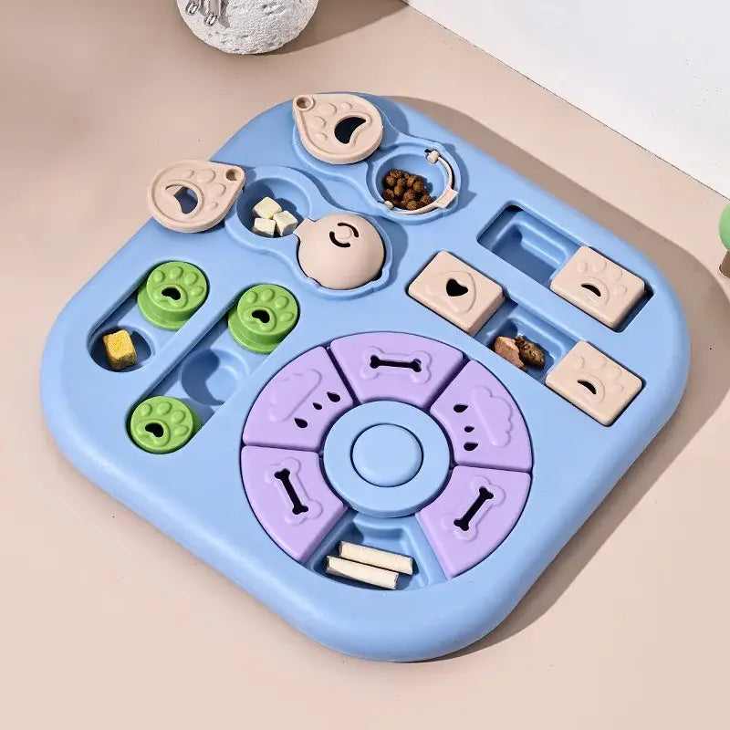 Interactive Dog Puzzle Toys Plastic Treat Dispensing Slow Feeder with Non Slip Base Dog Mental Stimulation Toys Pet
