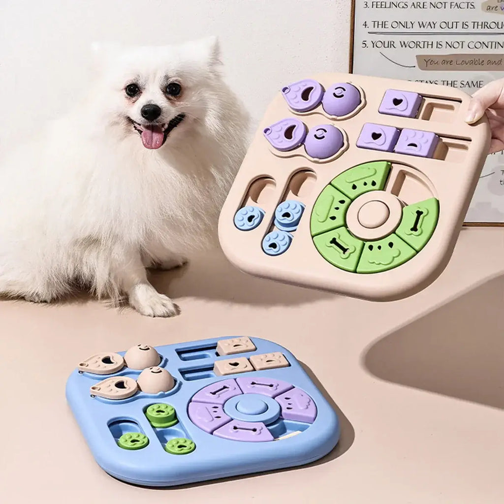 Interactive Dog Puzzle Toys Plastic Treat Dispensing Slow Feeder with Non Slip Base Dog Mental Stimulation Toys Pet