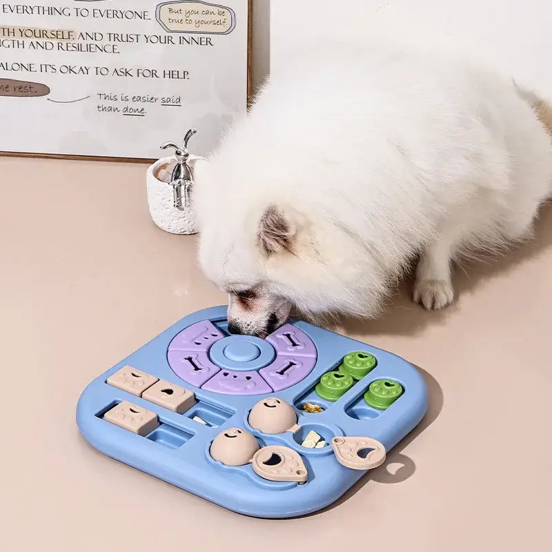 Interactive Dog Puzzle Toys Plastic Treat Dispensing Slow Feeder with Non Slip Base Dog Mental Stimulation Toys Pet