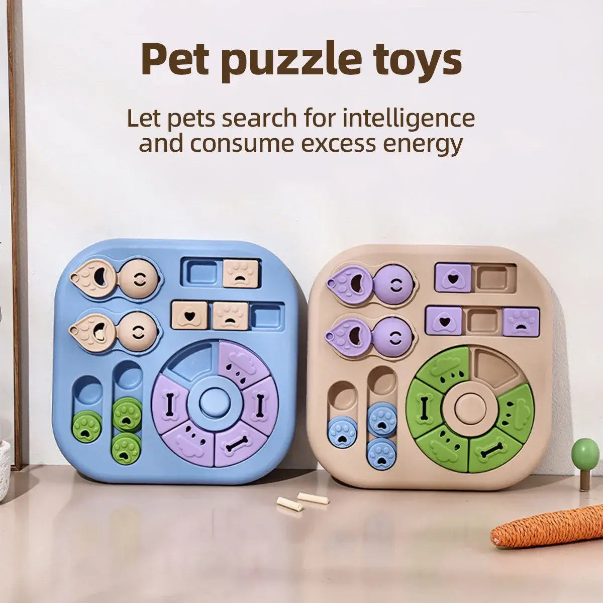 Interactive Dog Puzzle Toys Plastic Treat Dispensing Slow Feeder with Non Slip Base Dog Mental Stimulation Toys Pet