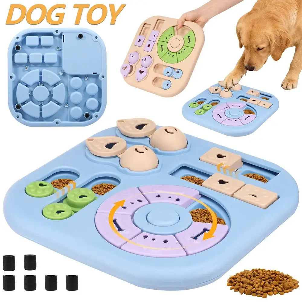 Interactive Dog Puzzle Toys Plastic Treat Dispensing Slow Feeder with Non Slip Base Dog Mental Stimulation Toys Pet