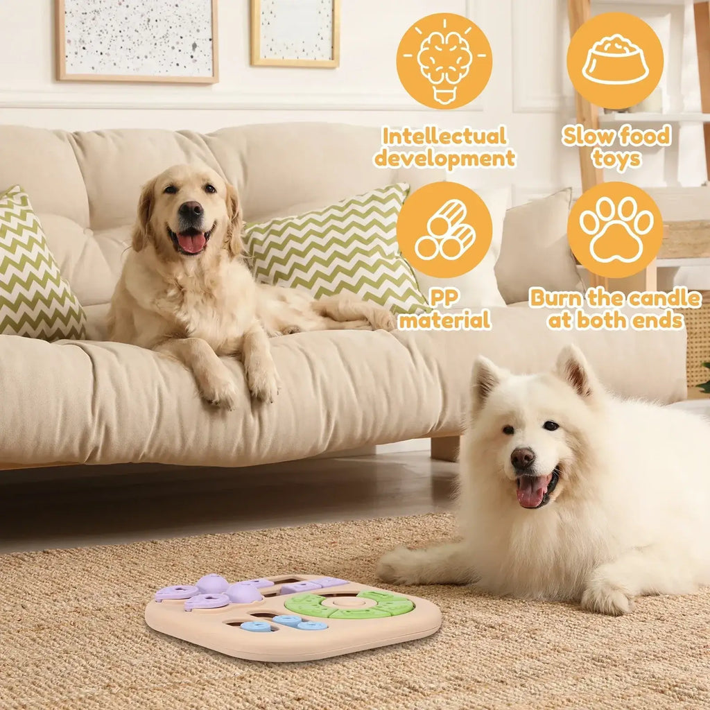 Interactive Dog Puzzle Toys Plastic Treat Dispensing Slow Feeder with Non Slip Base Dog Mental Stimulation Toys Pet