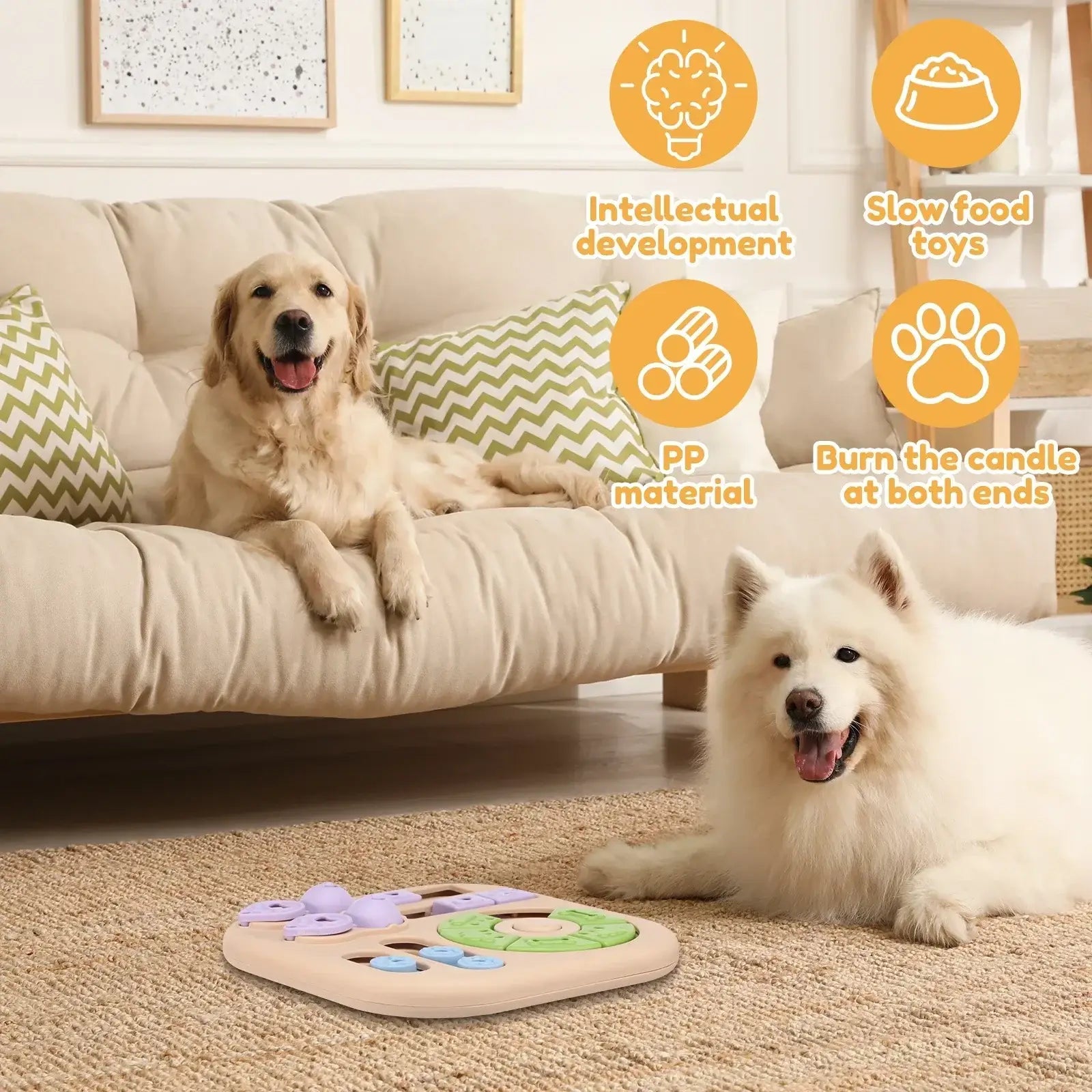 Interactive Dog Puzzle Toys Plastic Treat Dispensing Slow Feeder with Non Slip Base Dog Mental Stimulation Toys Pet