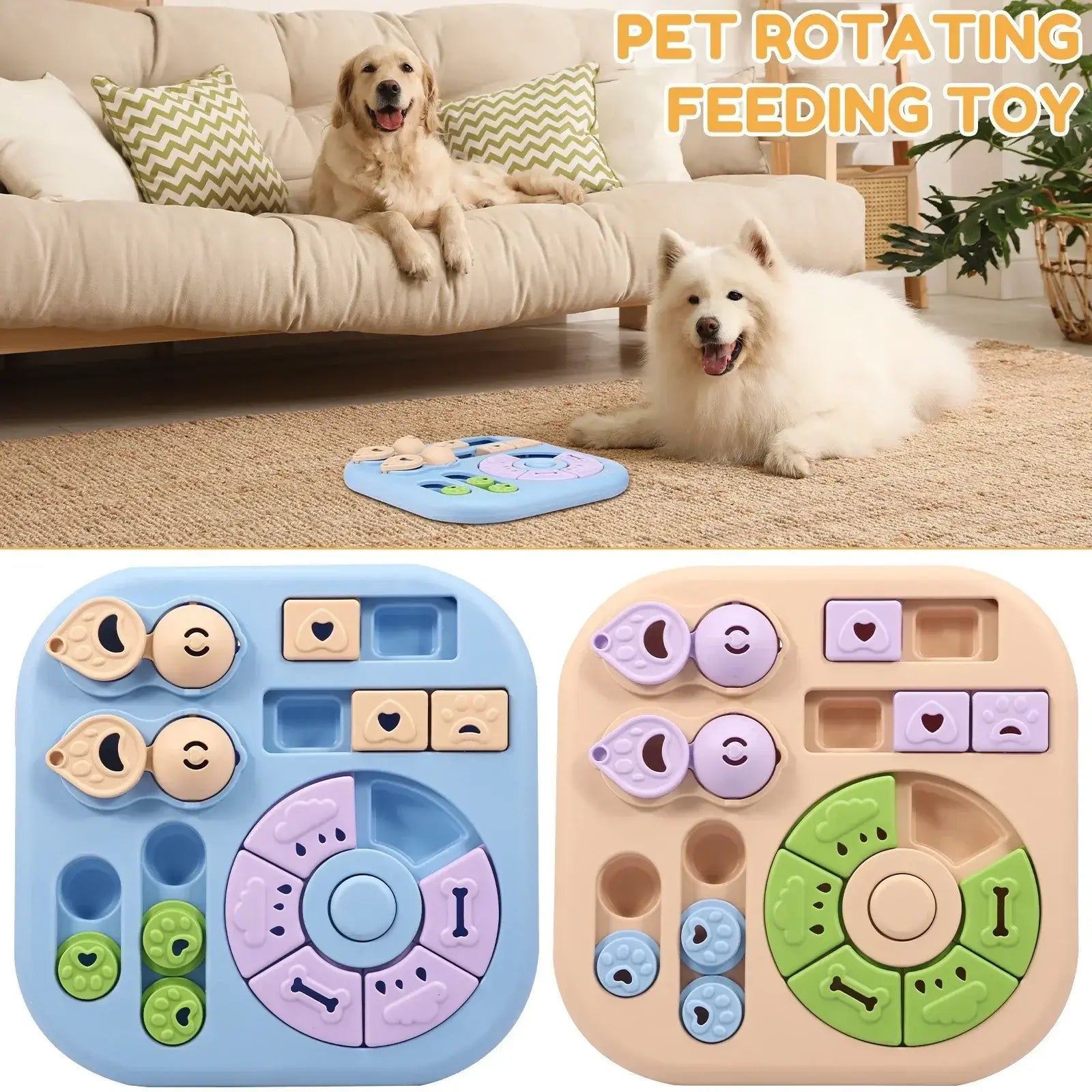 Interactive Dog Puzzle Toys Plastic Treat Dispensing Slow Feeder with Non Slip Base Dog Mental Stimulation Toys Pet