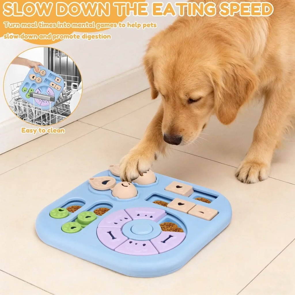 Interactive Dog Puzzle Toys Plastic Treat Dispensing Slow Feeder with Non Slip Base Dog Mental Stimulation Toys Pet