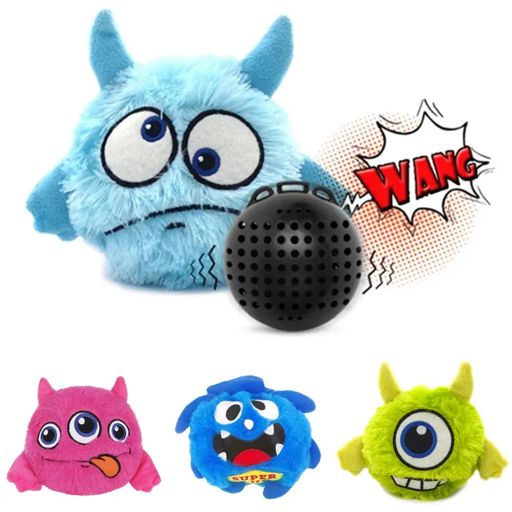 Interactive Dog Toys Bouncing Giggle Shaking Ball Dog Plush Toy Electronic Vibrating Automatic Moving Sounds Monster
