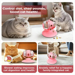 Interactive Rotating Cat Feeder Toys Slow Feeding Puzzle Toy for Indoor Cats Small/Medium Cat Having Fun Cute Food
