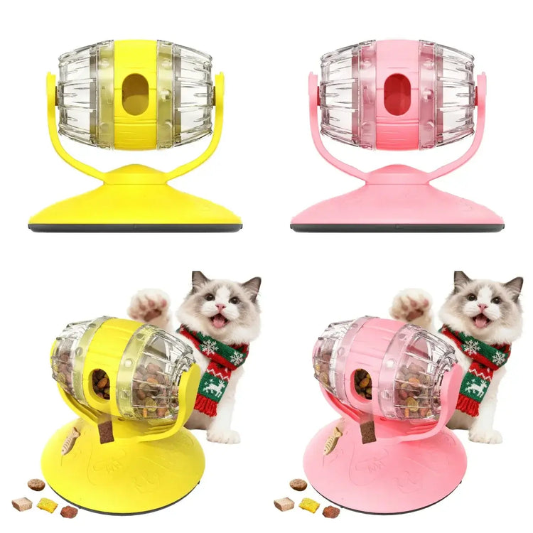Interactive Rotating Cat Feeder Toys Slow Feeding Puzzle Toy for Indoor Cats Small/Medium Cat Having Fun Cute Food