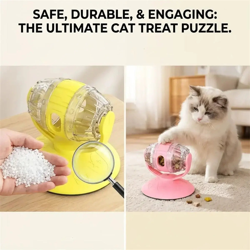 Interactive Rotating Cat Feeder Toys Slow Feeding Puzzle Toy for Indoor Cats Small/Medium Cat Having Fun Cute Food