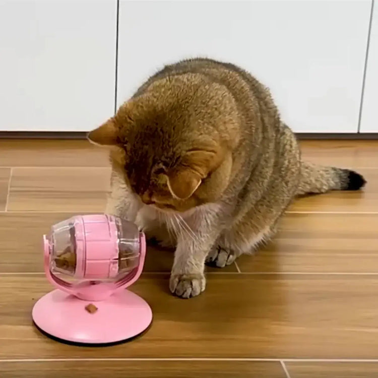 Interactive Rotating Cat Feeder Toys Slow Feeding Puzzle Toy for Indoor Cats Small/Medium Cat Having Fun Cute Food