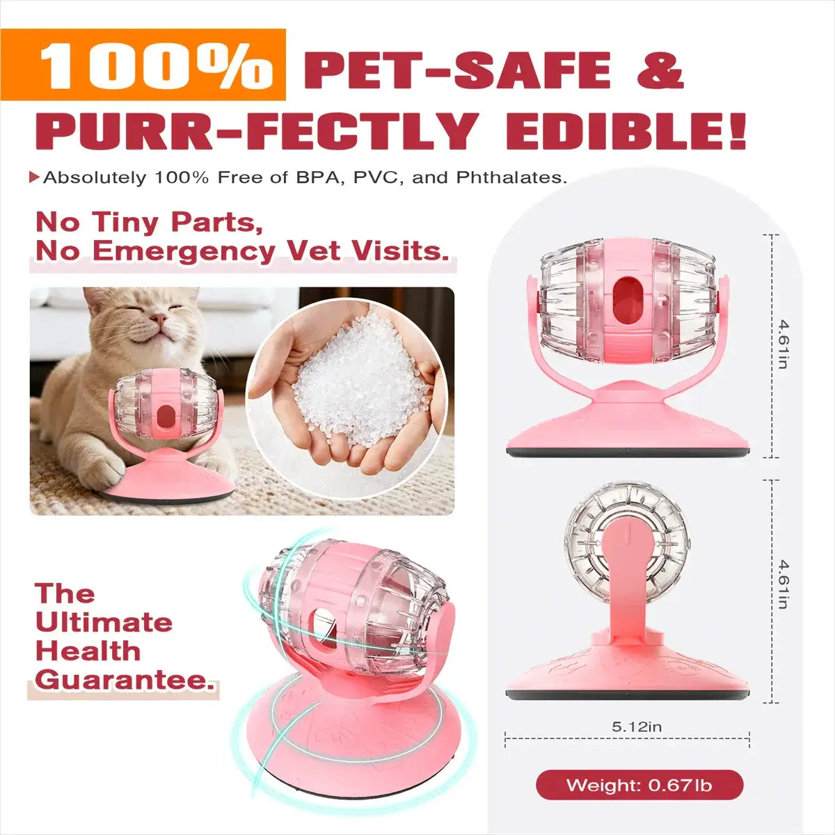 Interactive Rotating Cat Feeder Toys Slow Feeding Puzzle Toy for Indoor Cats Small/Medium Cat Having Fun Cute Food