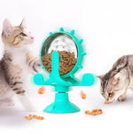 cat treat wheel interactive puzzle feeder food dispensing toy fun cat games indoor cat entertainment - Lake Blue
