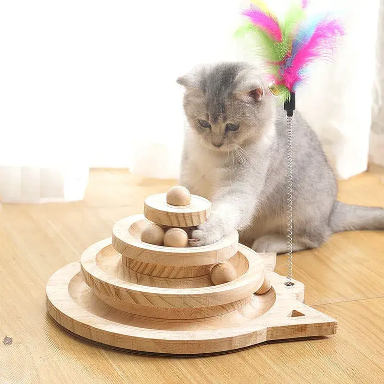 Jouet en bois à 2/3 niveaux pour chat