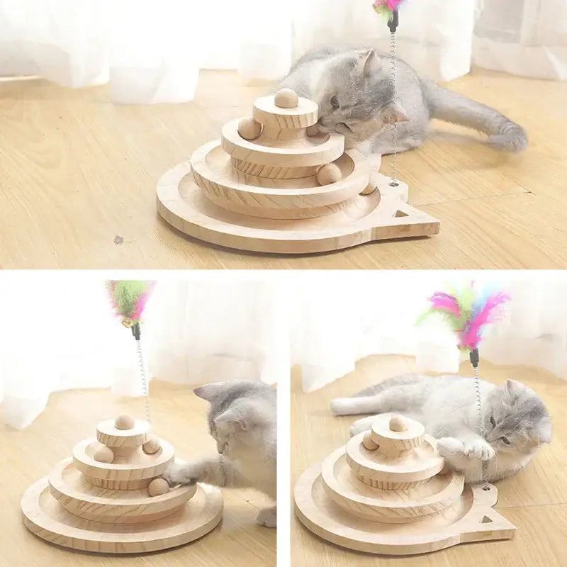 Jouet en bois à 2/3 niveaux pour chat