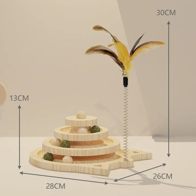 Jouet en bois à 2/3 niveaux pour chat - Three tier turntable