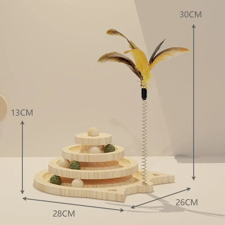 Jouet en bois à 2/3 niveaux pour chat - Three tier turntable