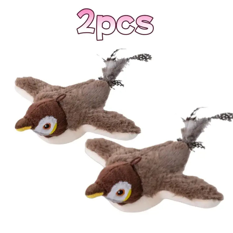 Jouet interactif pour chat en forme d’oiseau simulé - 2pcs