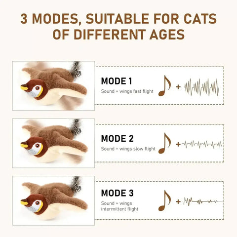 Jouet interactif pour chat en forme d’oiseau simulé