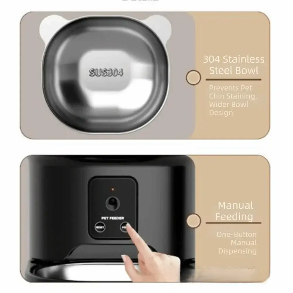 Large Capacity Automatic Pet Feeder Timed Feeding Voice Control Smart Pet Feeder Rechargeable with Camera Pet