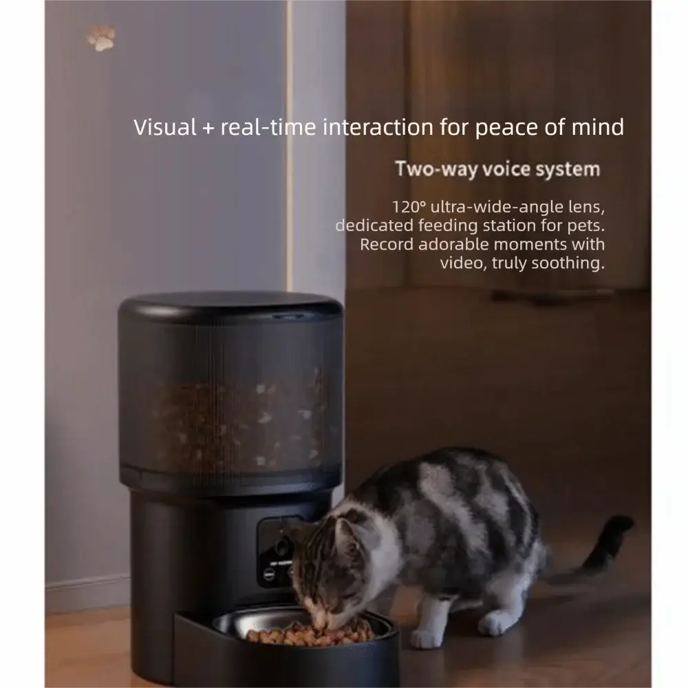 Large Capacity Automatic Pet Feeder Timed Feeding Voice Control Smart Pet Feeder Rechargeable with Camera Pet