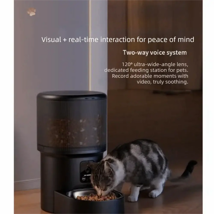 Large Capacity Automatic Pet Feeder Timed Feeding Voice Control Smart Pet Feeder Rechargeable with Camera Pet