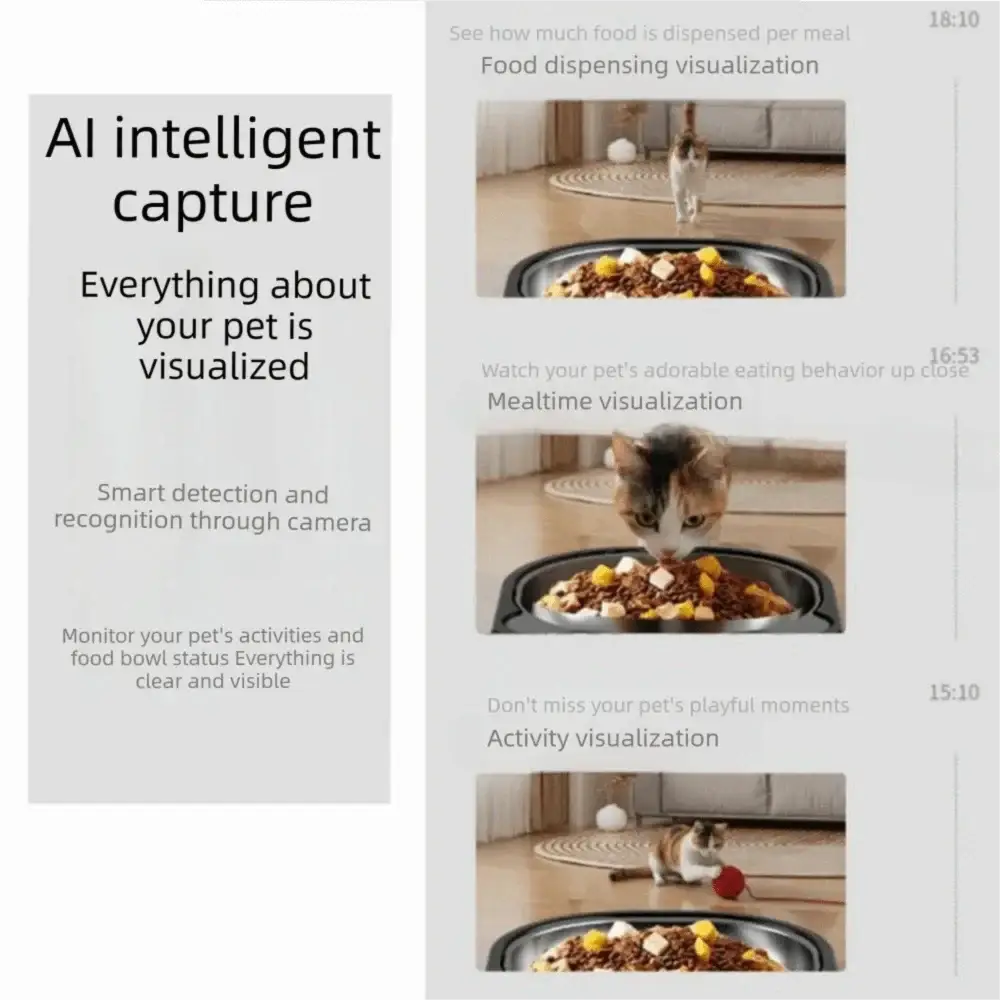 Large Capacity Automatic Pet Feeder Timed Feeding Voice Control Smart Pet Feeder Rechargeable with Camera Pet