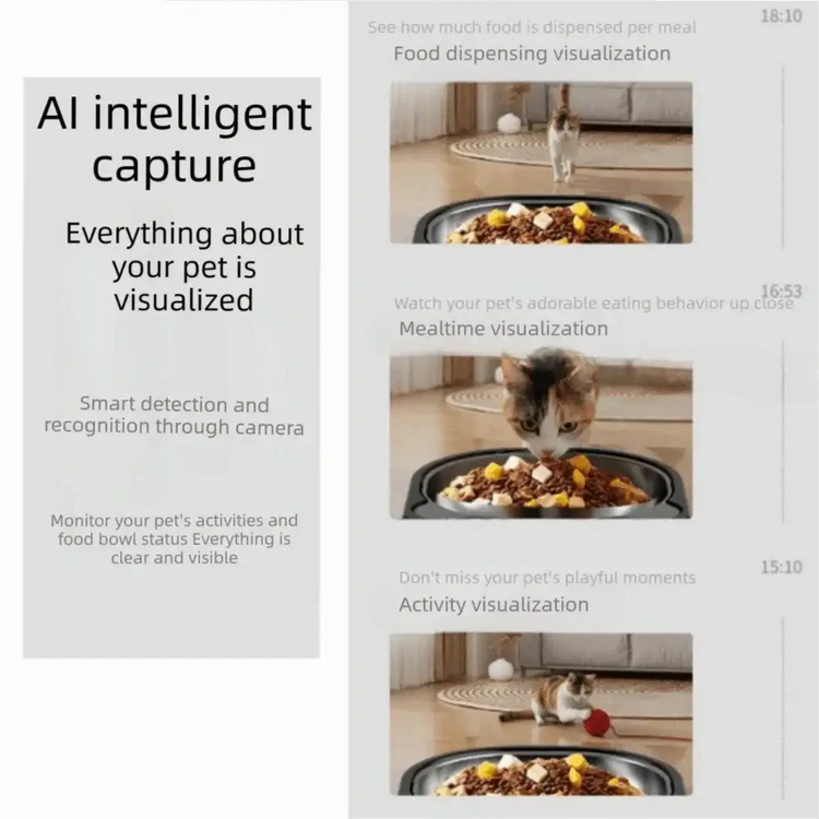 Large Capacity Automatic Pet Feeder Timed Feeding Voice Control Smart Pet Feeder Rechargeable with Camera Pet