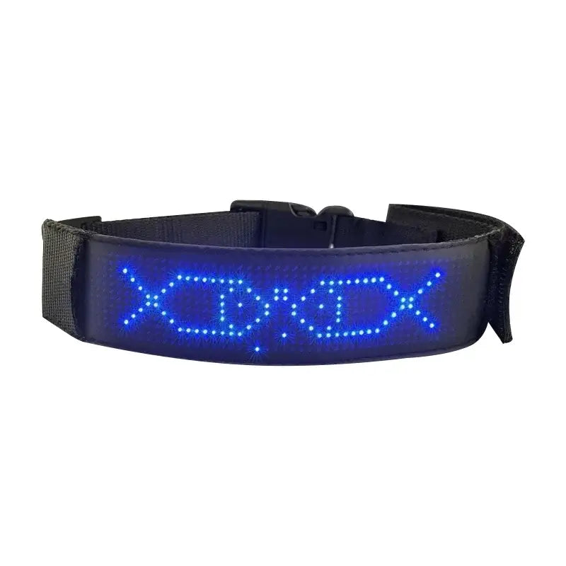LED Dog Collar DIY ID LED Tag Nameplate Night Glowing Pet Collars Adjustable Safety Puppy Collar for Small Medium Large