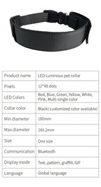 LED Dog Collar DIY ID LED Tag Nameplate Night Glowing Pet Collars Adjustable Safety Puppy Collar for Small Medium Large