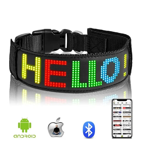 LED Dog Collar DIY ID LED Tag Nameplate Night Glowing Pet Collars Adjustable Safety Puppy Collar for Small Medium Large