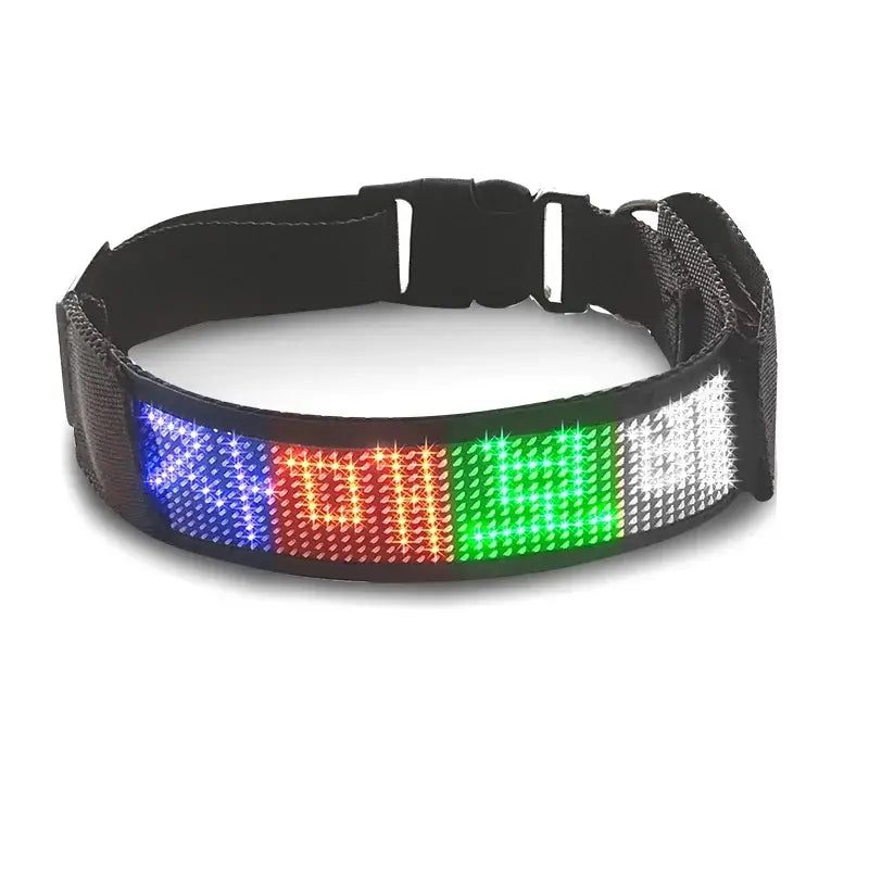LED Dog Collar DIY ID LED Tag Nameplate Night Glowing Pet Collars Adjustable Safety Puppy Collar for Small Medium Large