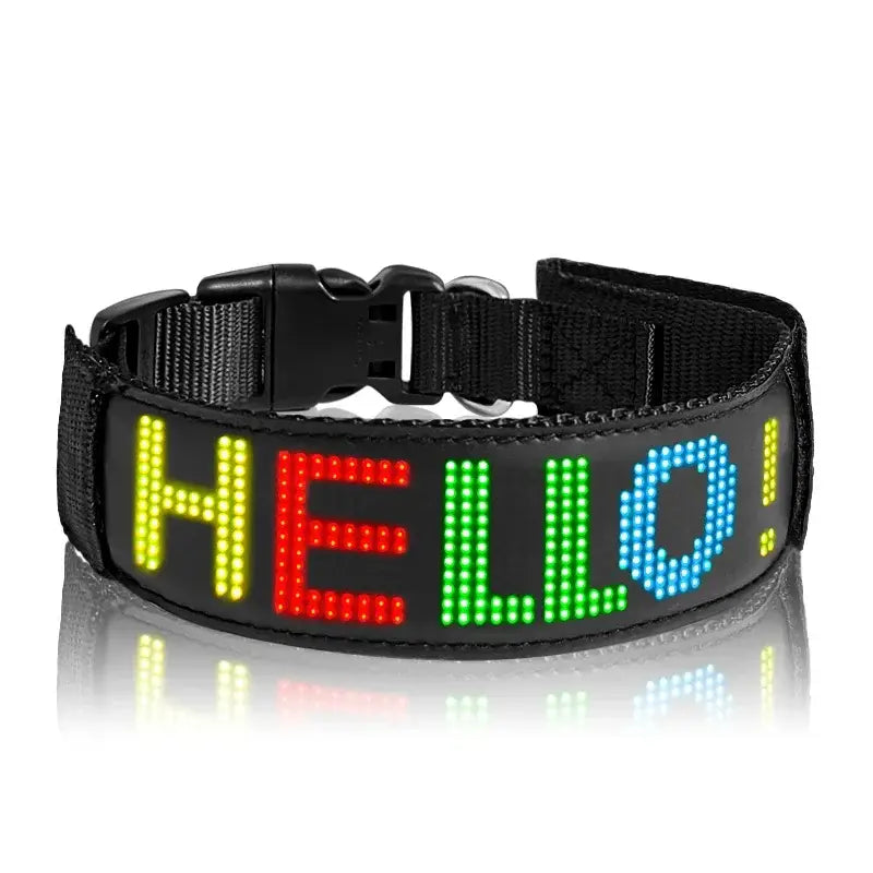 LED Dog Collar DIY ID LED Tag Nameplate Night Glowing Pet Collars Adjustable Safety Puppy Collar for Small Medium Large