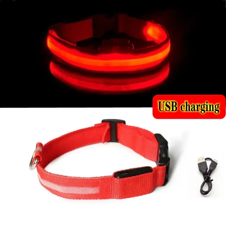 Led Dog Collar Light Anti-lost Collar For Dogs Puppies Night Luminous Supplies Pet Products Accessories USB