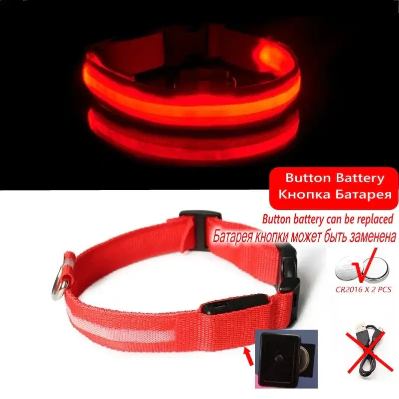 Led Dog Collar Light Anti-lost Collar For Dogs Puppies Night Luminous Supplies Pet Products Accessories USB