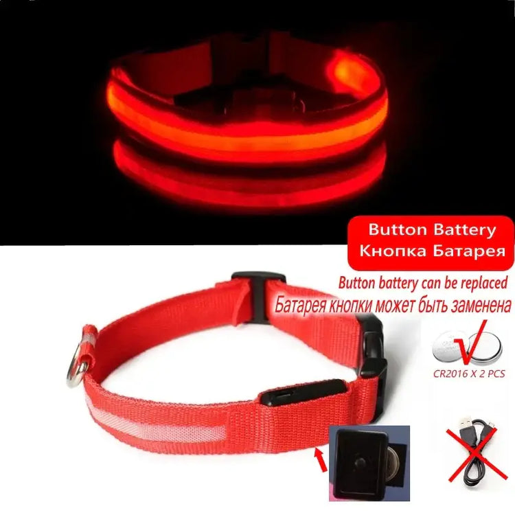 Led Dog Collar Light Anti-lost Collar For Dogs Puppies Night Luminous Supplies Pet Products Accessories USB