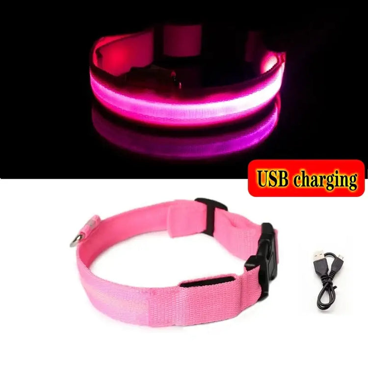 Led Dog Collar Light Anti-lost Collar For Dogs Puppies Night Luminous Supplies Pet Products Accessories USB