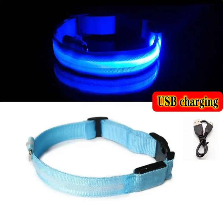 Led Dog Collar Light Anti-lost Collar For Dogs Puppies Night Luminous Supplies Pet Products Accessories USB